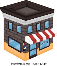 a vector of a barbershop building