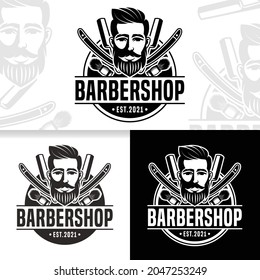 vector barbershop logo design template