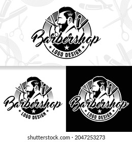 vector barbershop logo design template