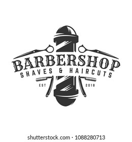 Vector of Barbershop vintage Logo template on isolated white background