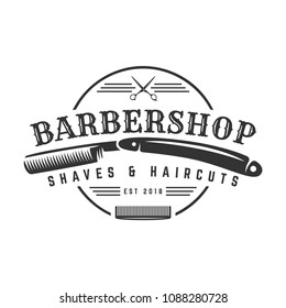 Vector of Barbershop vintage Logo template on isolated white background