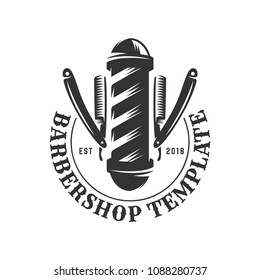 Vector of Barbershop vintage Logo template on isolated white background