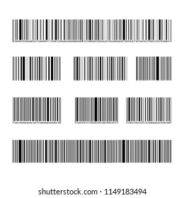 Vector Barcode Set, Black Lines and Numbers, Marks Collection Isolated on White Background.