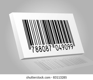 vector barcode white box with reflection