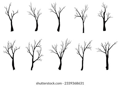 vector bare tree dry dead silhouette without leaves dead tree lifeless hand painted damaged environment autumn