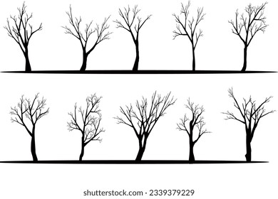 vector bare tree dry dead silhouette without leaves dead tree lifeless hand painted damaged environment autumn