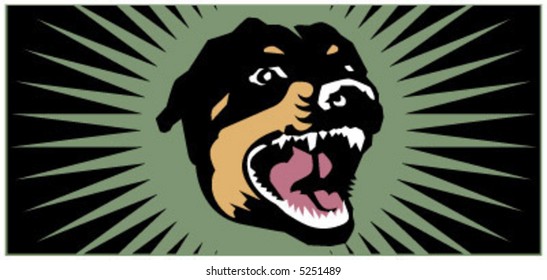 Vector Barking Doberman Dog Illustration