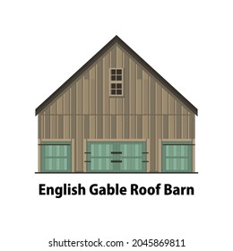 Vector Barn Flat Design Isolated. Vector Wood Barn Illustration Collections. Traditional Barn