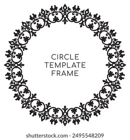 Vector baroque black circle border frame. Template. Isolated on white background.