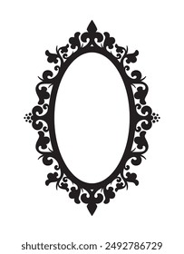 Vektorgrafik Barock Schwarz Ellipse Rahmen. Vorlage. Isoliert auf weißem Hintergrund.