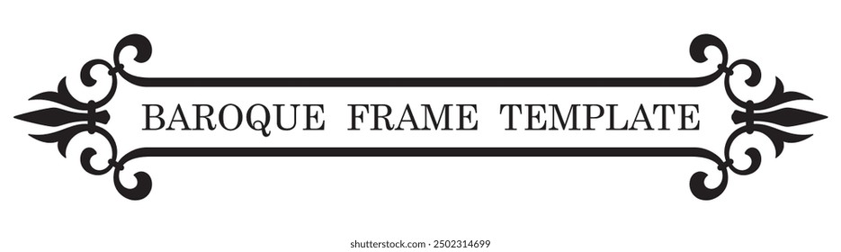 Vector baroque black headline border frame. Template. Isolated on white background.