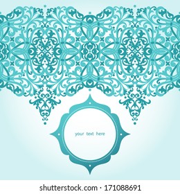 Vector baroque border in Victorian style. Element for design. You can place the text in an empty frame. It can be used for decorating of invitations, greeting cards, decoration for bags and clothes.