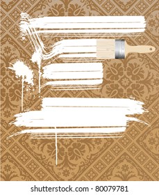 vector baroque brown wallpaper painted white