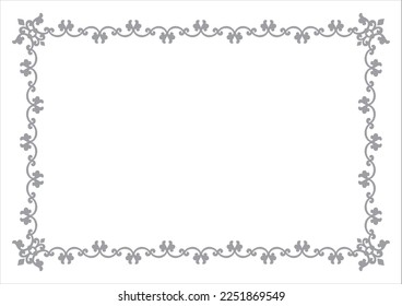 Vector baroque decorative frame. A4. Isolated on white background.