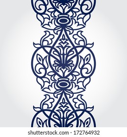 Vector baroque endless border in Victorian style. Element for design. Place for your text. It can be used for decorating of wedding invitations, greeting cards, decoration for bags and clothes.