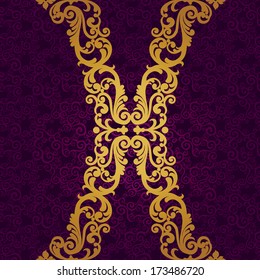 Vector baroque endless border in Victorian style. Element for design. Place for your text. It can be used for decorating of wedding invitations, greeting cards, decoration for bags and clothes.