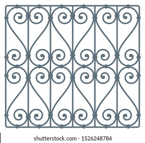 Vector baroque fence texture. Isolated on white background.