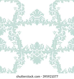 Vector Baroque floral damask ornament pattern. Elegant luxury texture for textile, fabrics or wallpapers backgrounds. opal blue color
