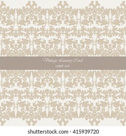 Vector Baroque floral Damask ornament pattern element. Elegant luxury texture for textile, fabrics or wallpapers backgrounds. Beige color