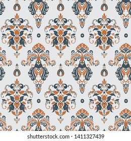 Vector Baroque floral pattern. classic floral ornament. vintage seamless texture for wallpapers, textile, fabric