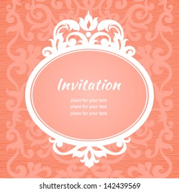Vector baroque frame in Victorian style. Element for design. It can be used for decorating of invitations, cards, decoration for bags.