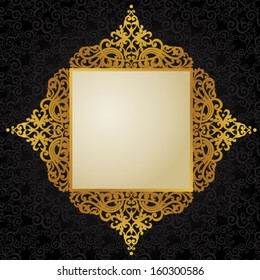 Vector baroque frame in Victorian style. Element for design. You can place the text in an empty frame. It can be used for decorating of invitations, greeting cards, decoration for bags and clothes.