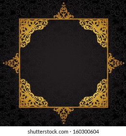 Vector baroque frame in Victorian style. Element for design. You can place the text in an empty frame. It can be used for decorating of invitations, greeting cards, decoration for bags and clothes.