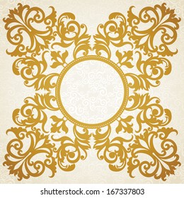 Vector baroque frame in Victorian style. Element for design. You can place the text in an empty frame. It can be used for decorating of invitations, greeting cards, decoration for bags and clothes.