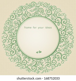 Vector baroque frame in Victorian style. Element for design. You can place the text in an empty frame. It can be used for decorating of invitations, greeting cards, decoration for bags and clothes.