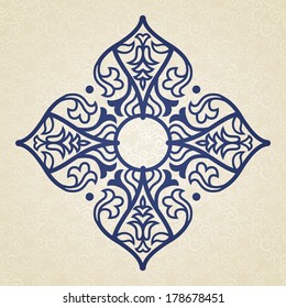Vector baroque ornament in east style. Ornate element for design. Toolkit for designer. It can be used for decorating of wedding invitations, greeting cards, decoration for bags and clothes.