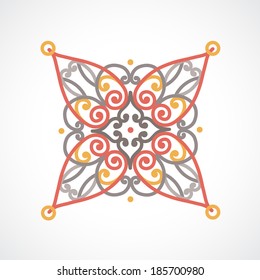 Vector baroque ornament in east style. Ornate element for design. Toolkit for designer. Lace ornamental pattern for wedding invitations and greeting cards. Traditional decor.