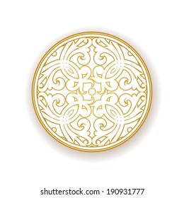 Vector baroque ornament in east style. Round element for design. Light ornamental pattern for wedding invitations and greeting cards. Traditional decor.