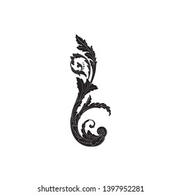 Vector baroque ornament element for design. 