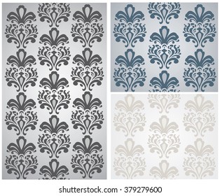 Vector Baroque ornament pattern set. Design for wallpapers, textures or invitation card. Purple and gold color