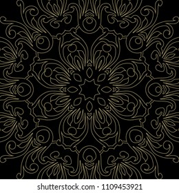 Vector baroque ornament in Victorian style. Ornate element for design. Lacy pattern on a black background