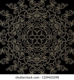 Vector baroque ornament in Victorian style. Ornate element for design. Lacy pattern on a black background