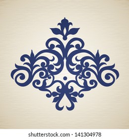 Vector baroque ornament in Victorian style. Element for design. It can be used for decorating of invitations, cards, decoration for bags and clothes, at tattoo creation.