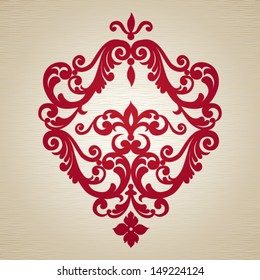 Vector baroque ornament in Victorian style. Element for design. It can be used for decorating of invitations, greeting cards, decoration for bags and clothes, at tattoo creation.