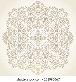 Vector baroque ornament in Victorian style. Element for design. Light lace background. It can be used for decorating of invitations, cards, decoration for bags and clothes.
