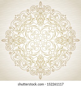 Vector baroque ornament in Victorian style. Element for design. Light lace background. It can be used for decorating of invitations, greeting cards, decoration for bags and clothes.