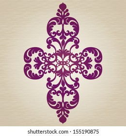 Vector baroque ornament in Victorian style. Element for design. It can be used for decorating of invitations, greeting cards, decoration for bags and clothes, at tattoo creation.