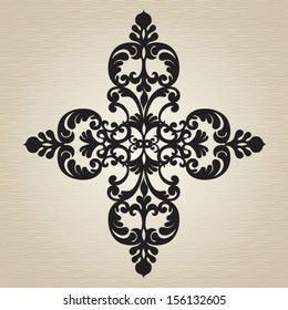 Vector baroque ornament in Victorian style. Element for design. It can be used for decorating of invitations, greeting cards, decoration for bags and clothes, at tattoo creation.