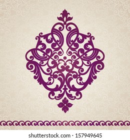 Vector baroque ornament in Victorian style. Element for design. It can be used for decorating of invitations, greeting cards, decoration for bags and clothes.