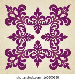Vector baroque ornament in Victorian style. Element for design. It can be used for decorating of invitations, greeting cards, decoration for bags and clothes.