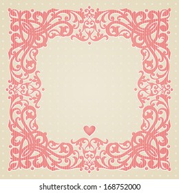 Vector baroque ornament in Victorian style. Element for design. You can place the text in an empty frame. It can be used for decorating of invitations, greeting cards, decoration for bags and clothes.