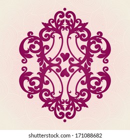 Vector baroque ornament in Victorian style. Ornate element for design. Toolkit for designer. It can be used for decorating of wedding invitations, greeting cards, decoration for bags and clothes.