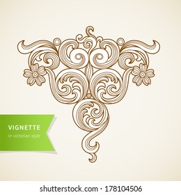 Vector baroque ornament in Victorian style. Ornate element for design. Toolkit for designer. It can be used for decorating of wedding invitations, greeting cards, decoration for bags and clothes.