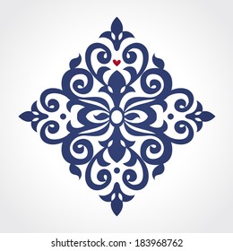 Vector baroque ornament in Victorian style. Ornate element for design. Floral vignette for wedding invitations, greeting cards, decoration for bags, tattoo creation. Traditional decor.