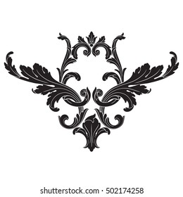 Vector baroque ornament in Victorian style. Silhouette element. It can be used for decorating of wedding invitations, greeting cards, decoration for bags and clothes.