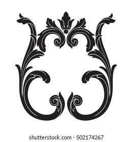 Vector baroque ornament in Victorian style. Silhouette element. It can be used for decorating of wedding invitations, greeting cards, decoration for bags and clothes.